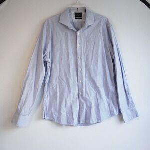 Simon Carter London Mens Slim Fit Blue White Striped Cotton Shirt Size 17 43cm‎